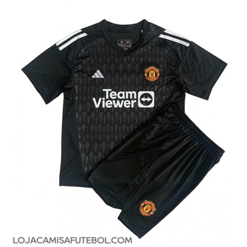 Camisa de Futebol Manchester United Goleiro Equipamento Alternativo Infantil 2023-24 Manga Curta (+ Calças curtas)